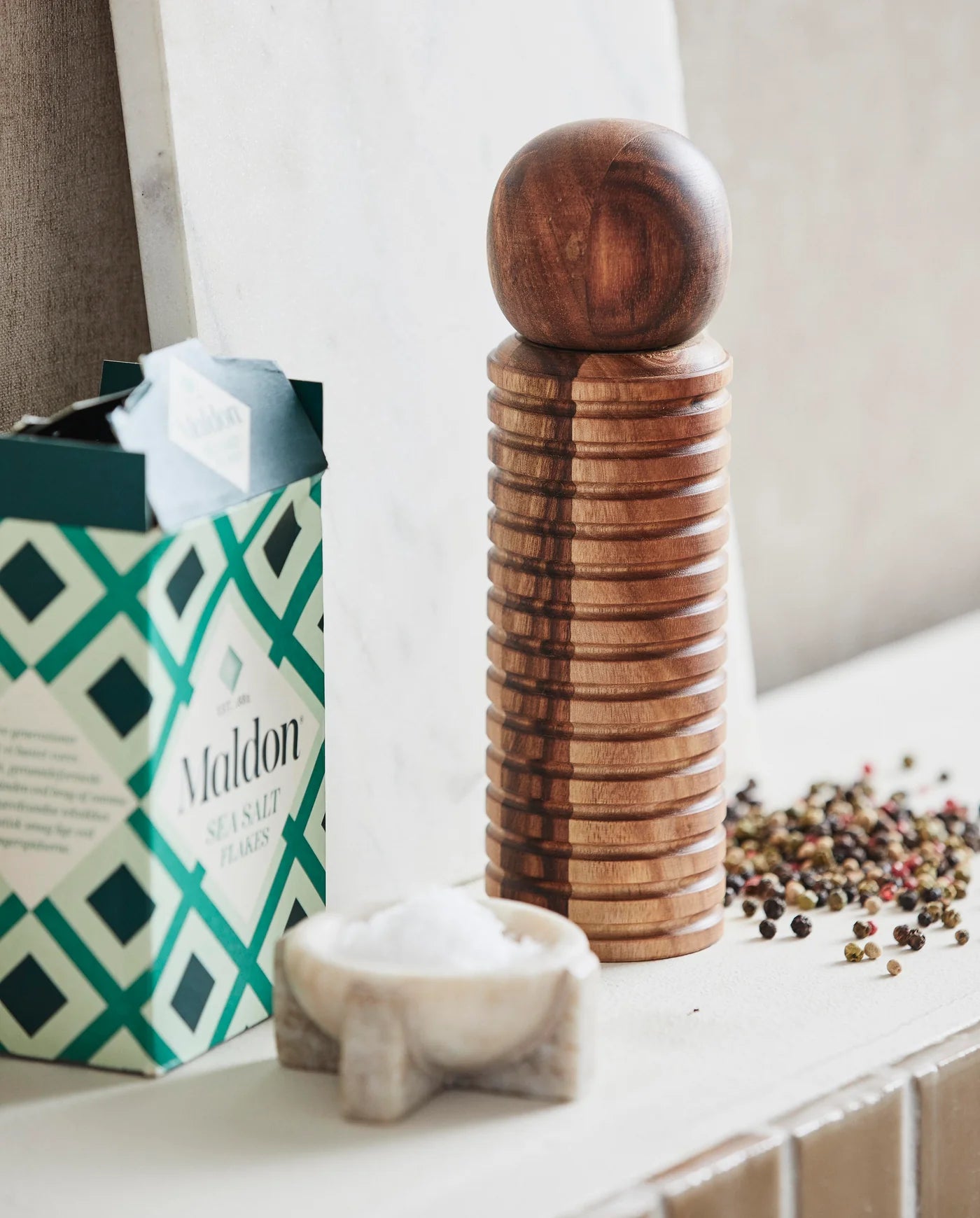 natural wood salt and pepper grinder