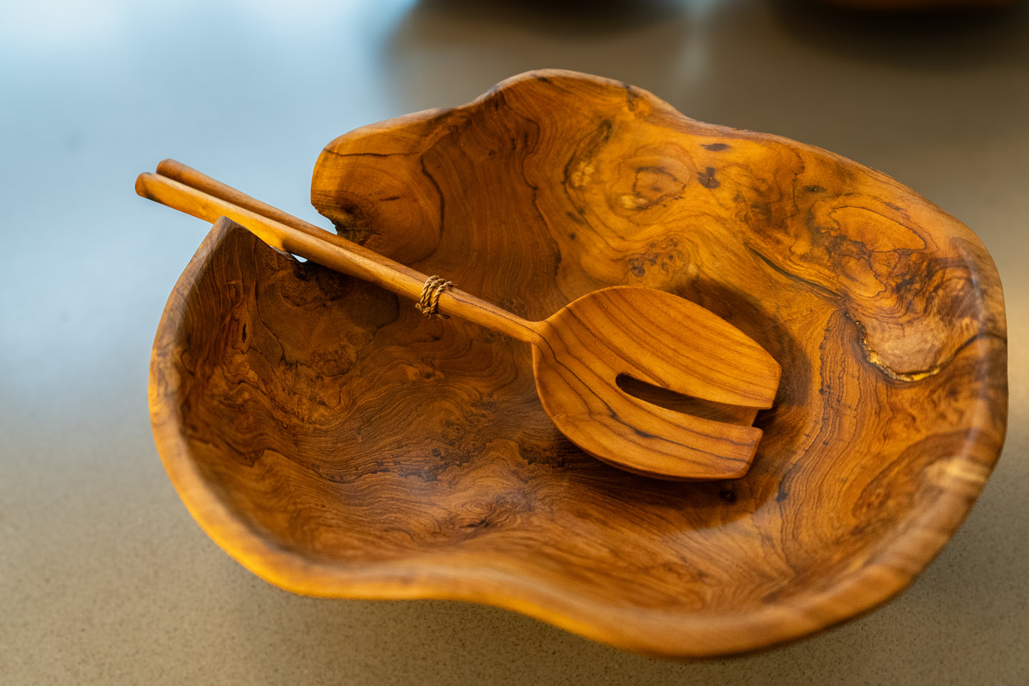 teak root salad bowl.