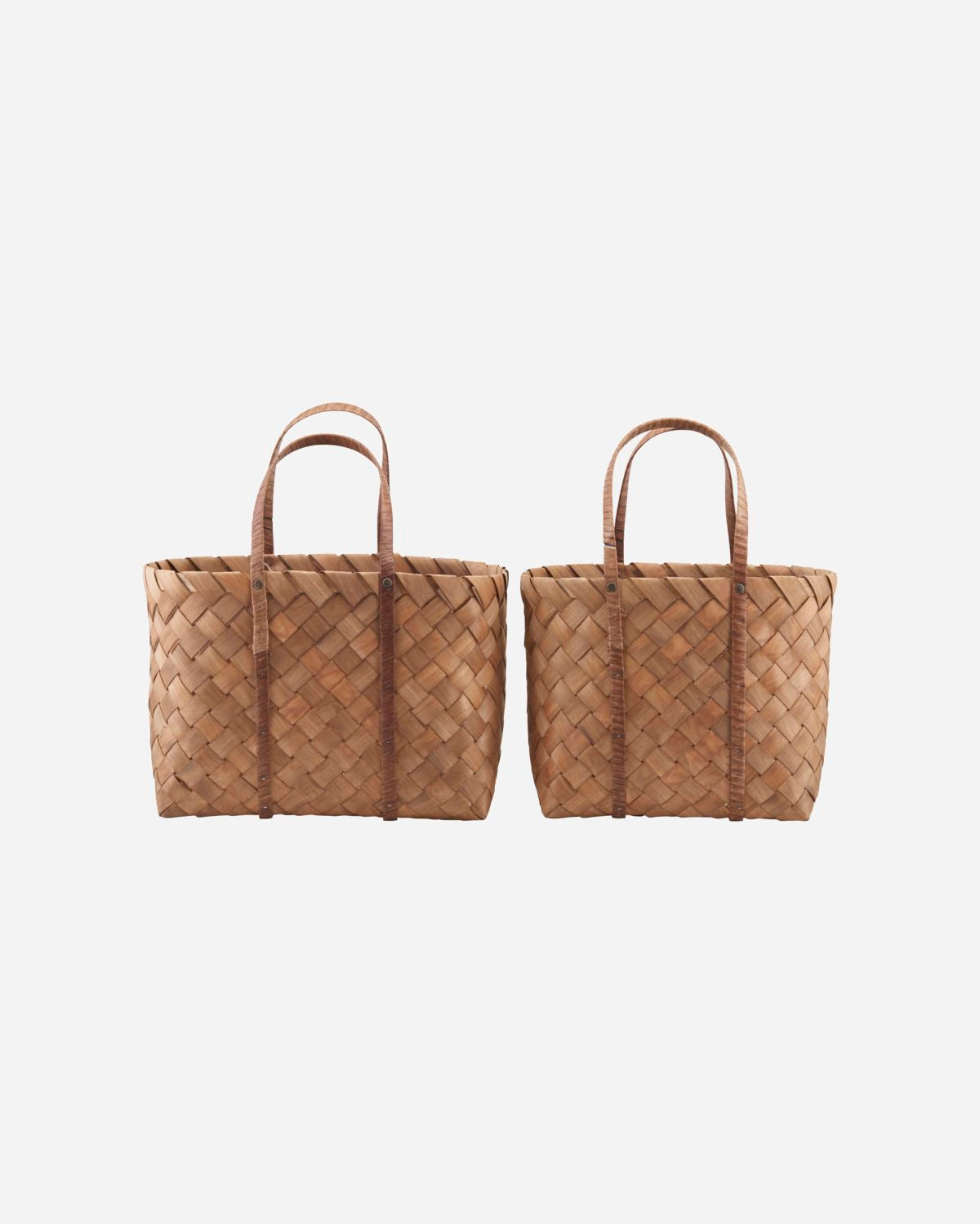 braided pinewood and paper bag set with handle