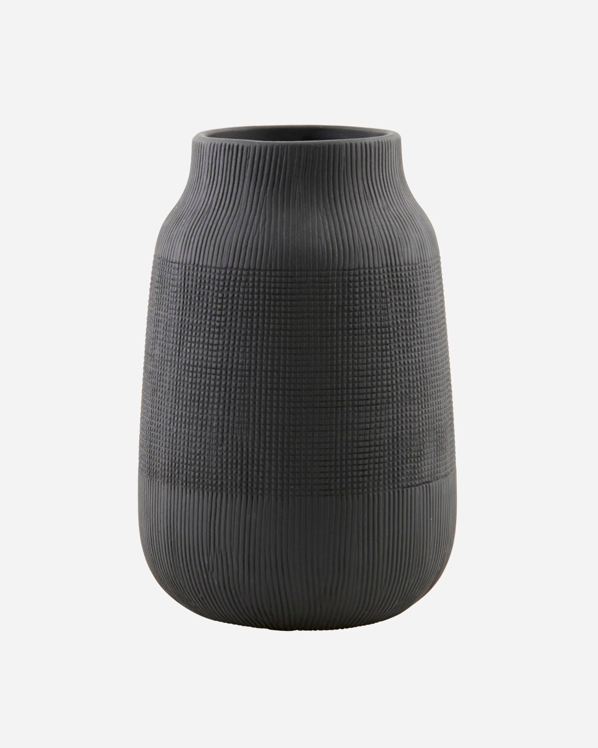 black etched vase.