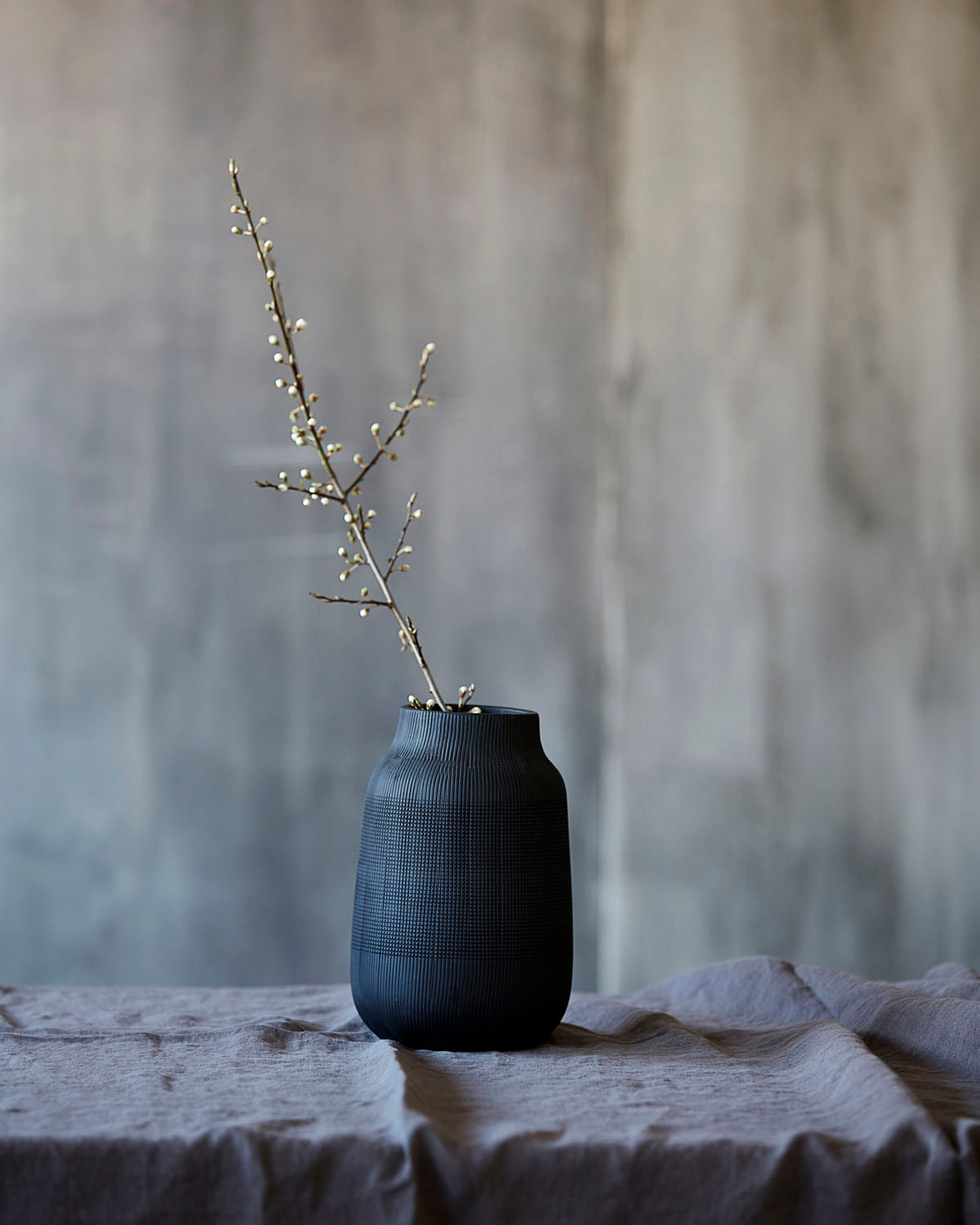 black etched vase.