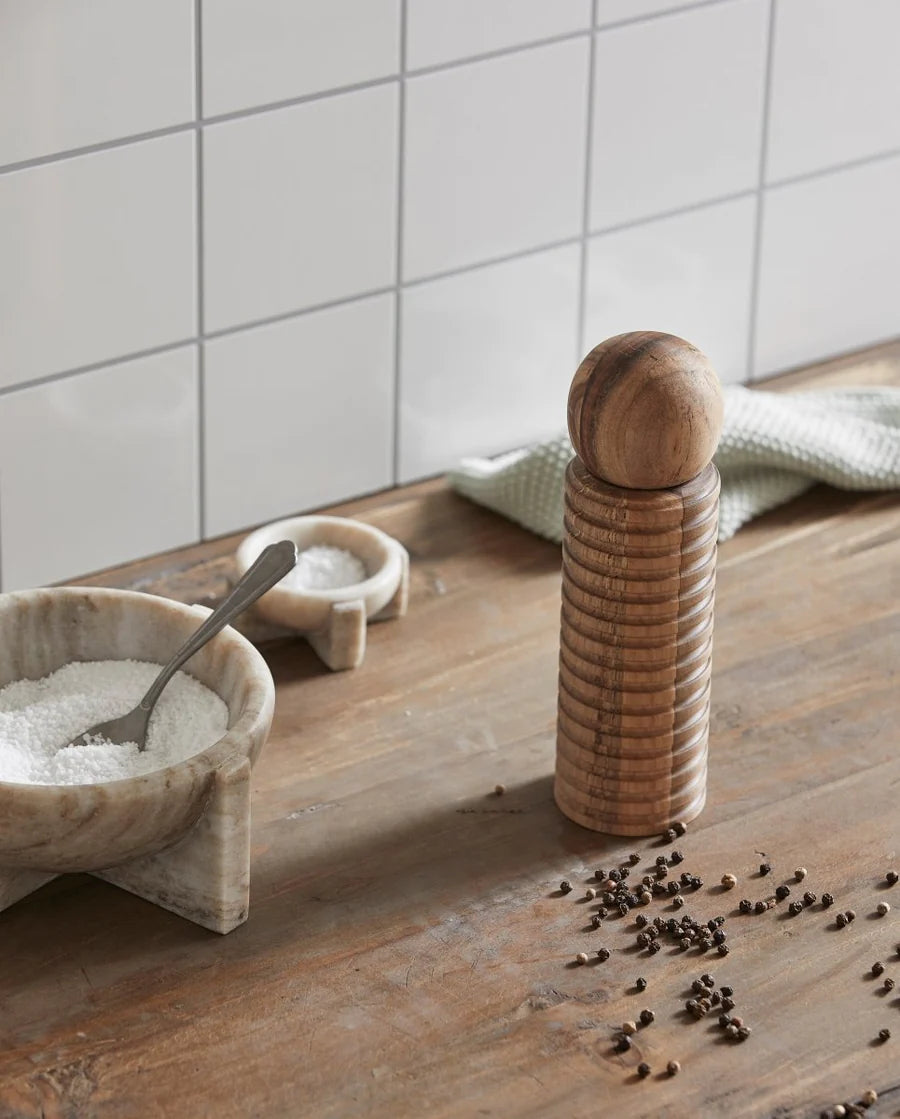 natural wood salt and pepper grinder